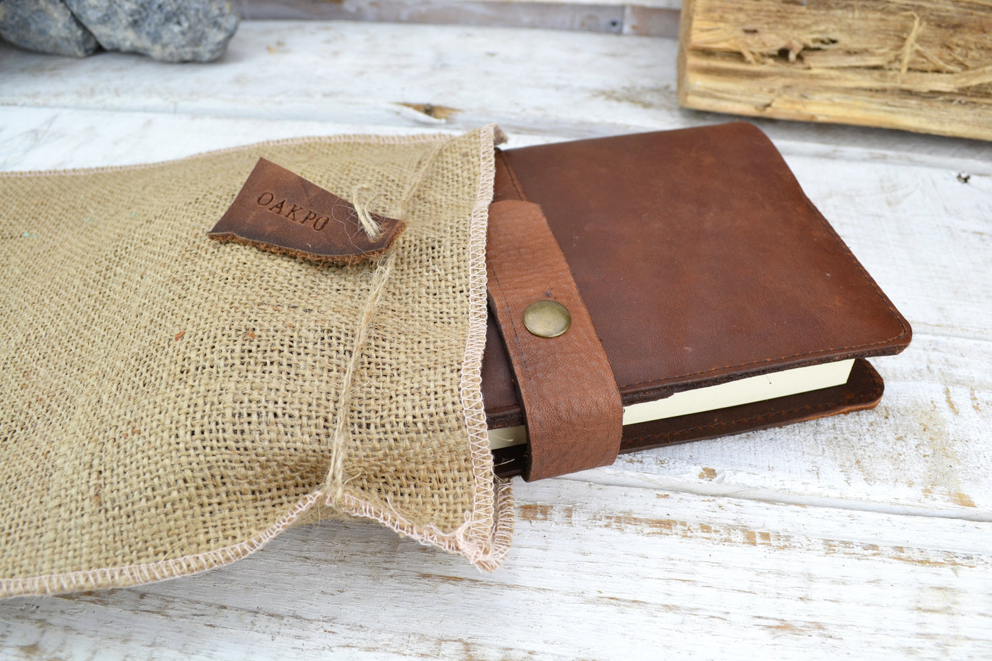 Brown Leather Journal, Blank insert notebook and one book mark, Personalized leather journal